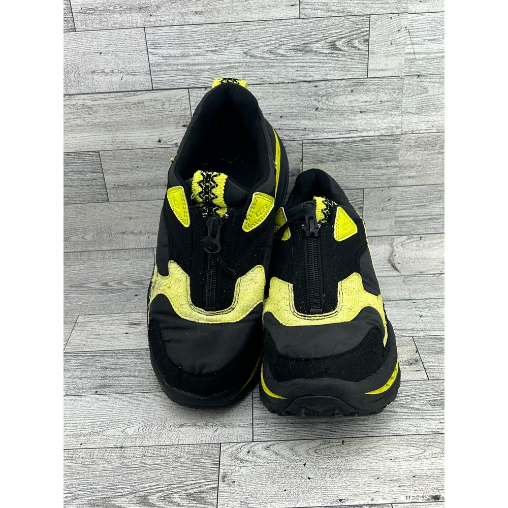 UGG CA805 Zip Sneakers Black Neon Yellow Suede Nylon 1116311 Women Sz 8